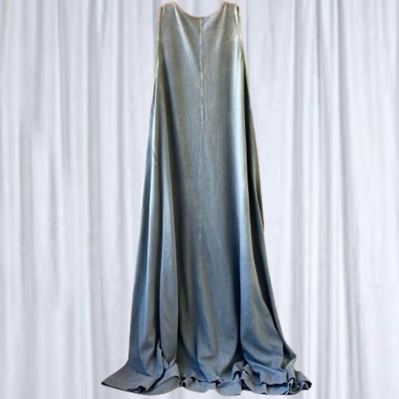 Zara Green T-shirt Tunic Sleeveless Swing Dress Knit Midi Pockets - Picture 6 of 16